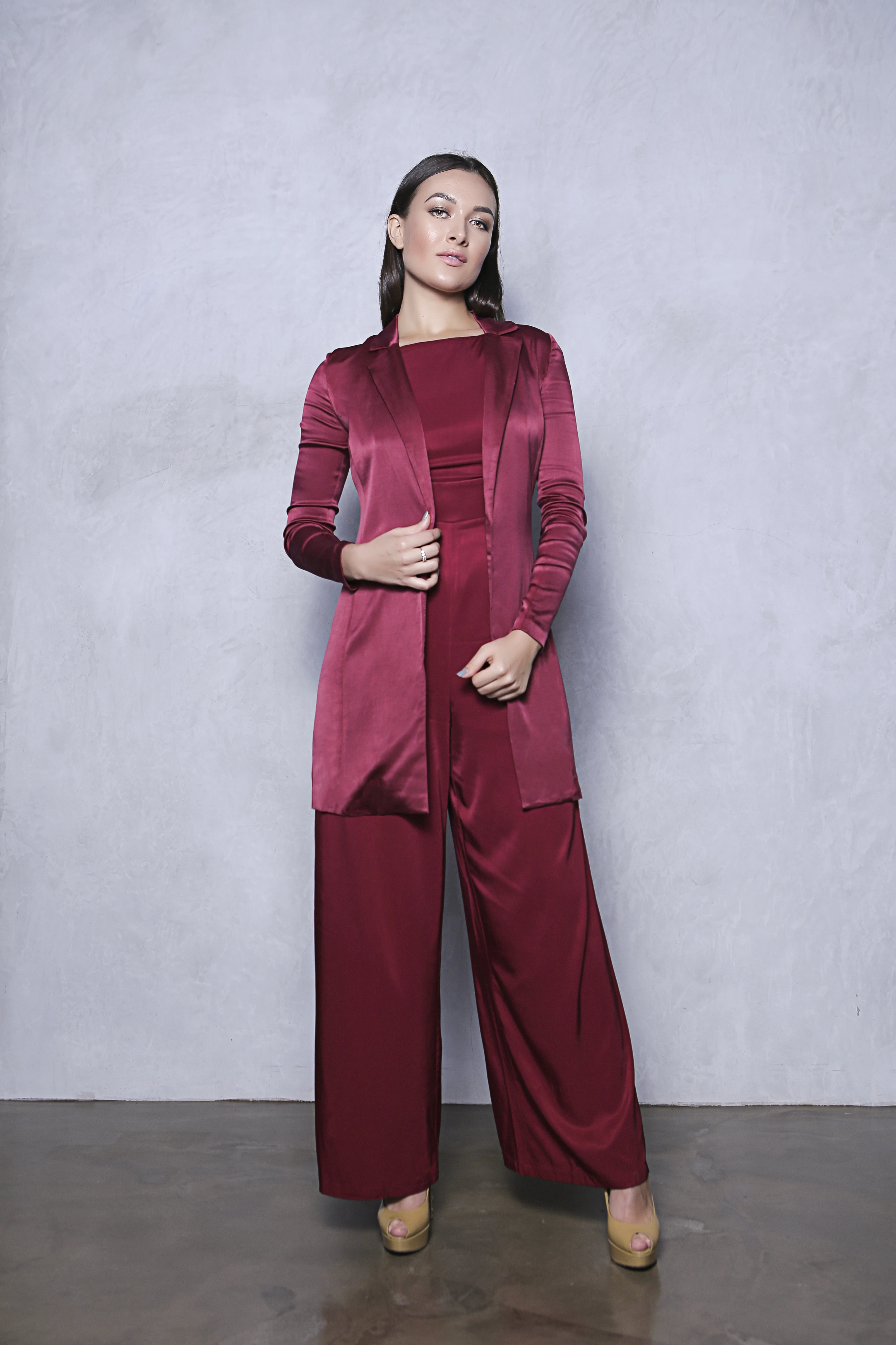 Longline Blazer in Ruby Red